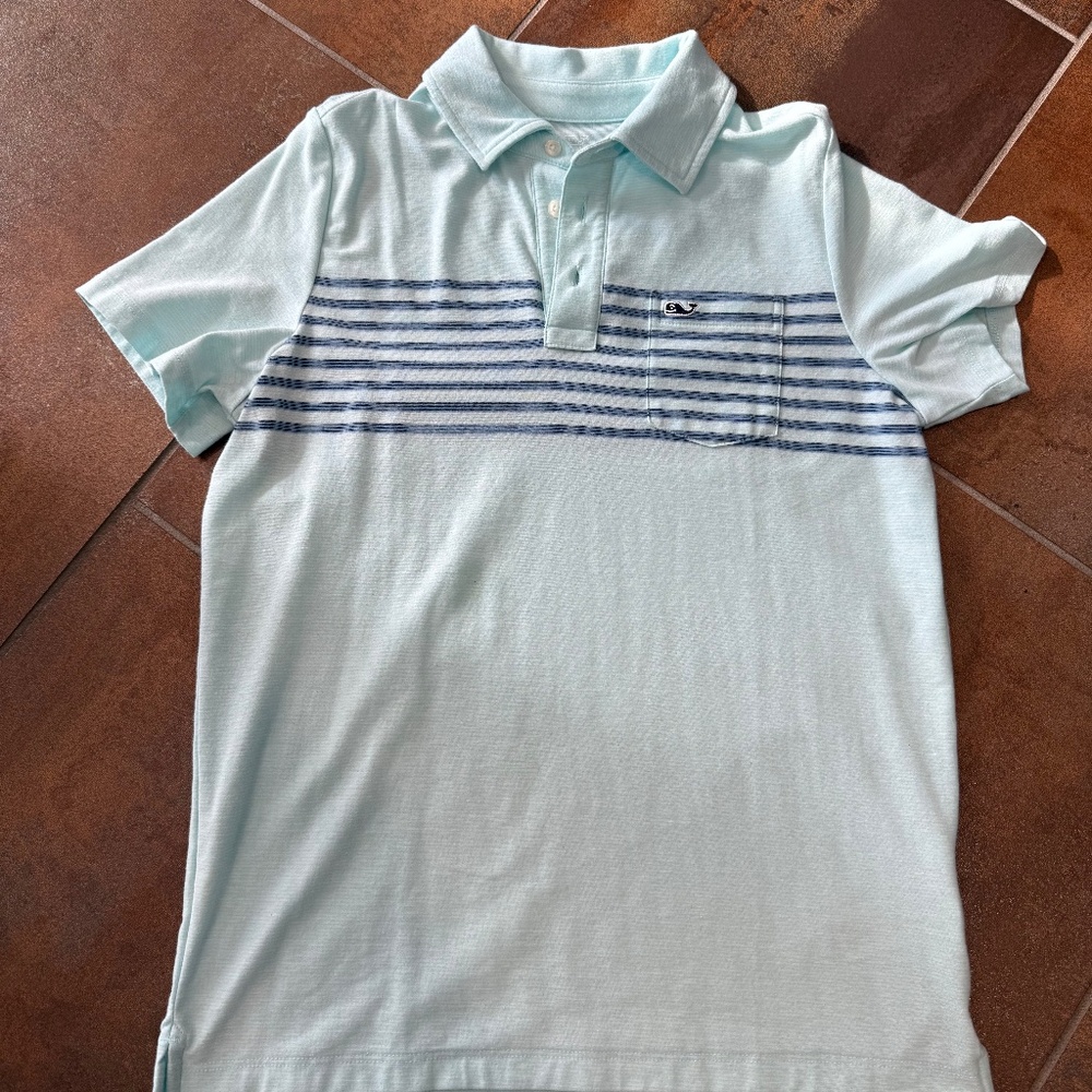 Boys Kids Vineyard Vines Edgartown Polo Blue Striped Pocket